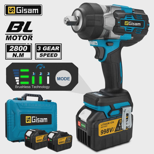 Gisam Accu Klopboormachine - 2800 Nm Koppel - Borstelloze Motor - 1/2" Aandrijving