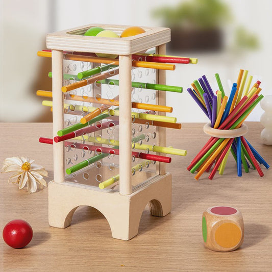 Montessori Houten Stokken Spel - Interactief Ouder-Kind Spel voor Fijne Motoriek en Kleurherkenning