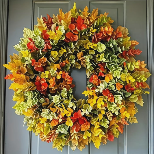 Elegante Kunstbloemen Krans - Realistische Herfstbladeren voor Binnen, Deurdecoratie & Kerst