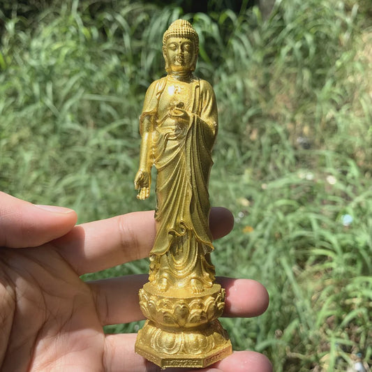 5-inch Gouden Shakyamuni Boeddha Standbeeld - Traditionele Chinese Stijl Decoratie & Cadeau