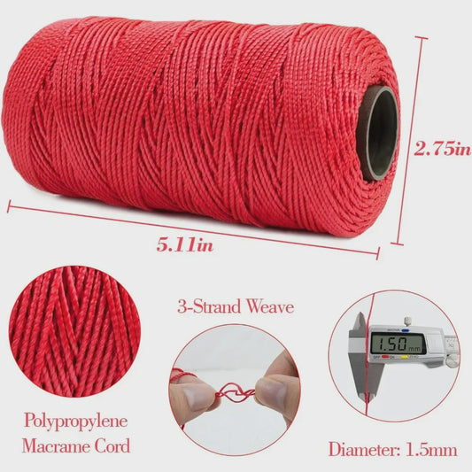 1.5mm Polypropyleen Haakgaren - 200m - Ideaal voor DIY Knutselen, Tassen & Schoenen