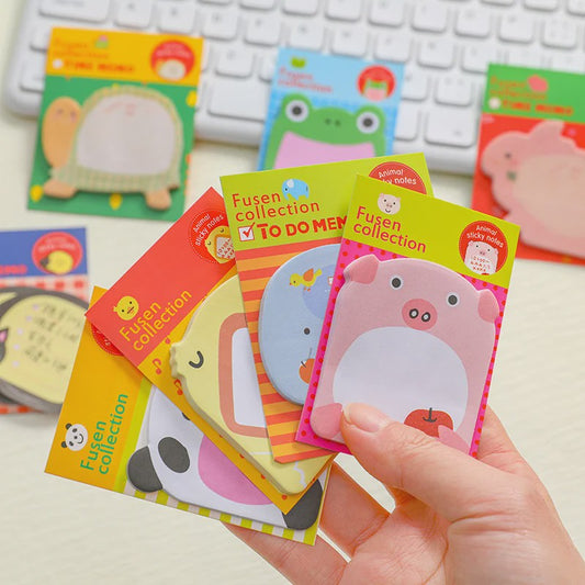 8 Delige Set Schattige Dieren Sticky Notes - Panda, Kat, Varken & Meer