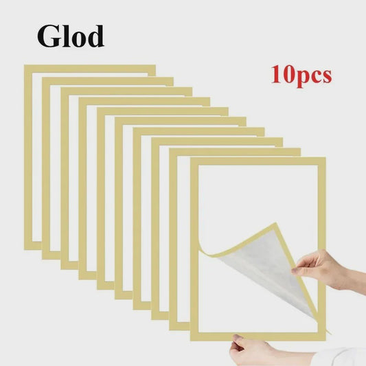 Set van 10 Magnetische Fotolijsten - A4/A6 - Zelfklevend & Herbruikbaar - Goud, Zilver, Zwart