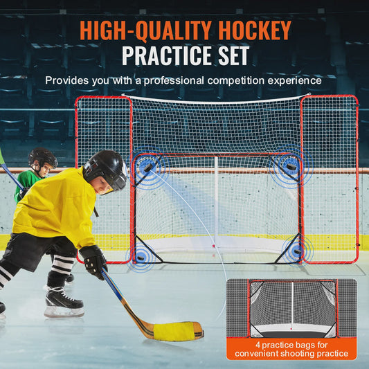 Professionele Hockey Goal 72" met Backstop Targets - Draagbaar Indoor/Outdoor Oefennet