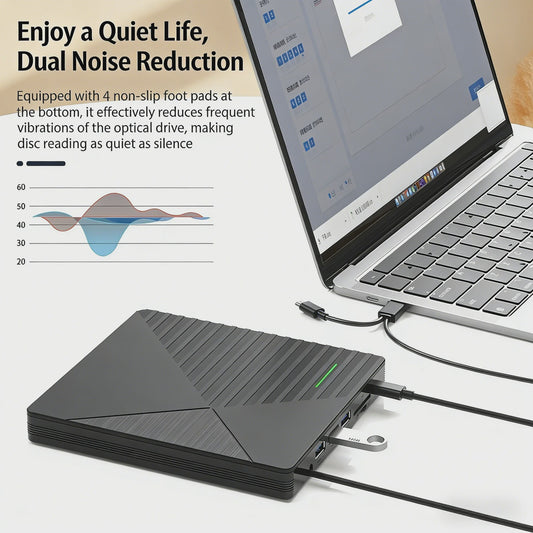 Externe CD/DVD RW Brander & Lezer - 7-in-1 USB-C & USB 3.0 Drive voor PC/Laptop