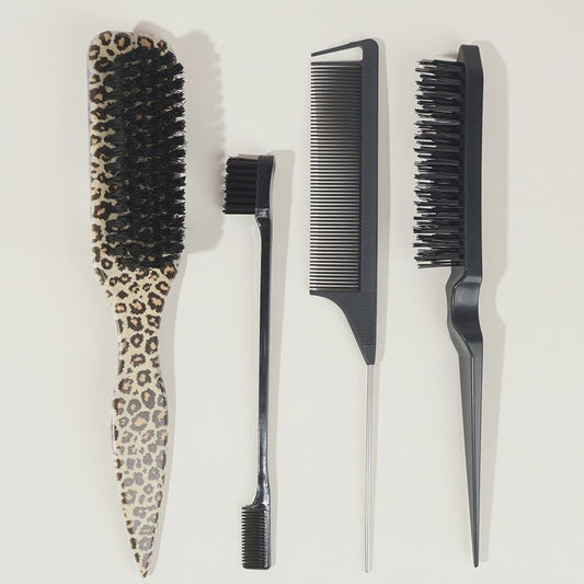 Professionele Haarborstel Set: Voor Sleeke Kapsels, Glad Maken van Baby Hairs & Touperen