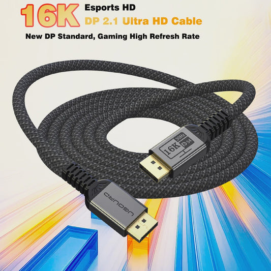 UGOURD DisplayPort 2.1 Kabel - 16K 480Hz, 54Gbps, HDR10, DSC - Ultieme Gaming & Monitor Kabel