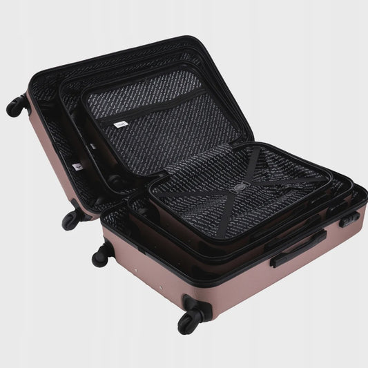 WINGS ABS Trolley Set van 3 (20", 24", 28") - Champagne & Navy Blauw - 360° Wielen