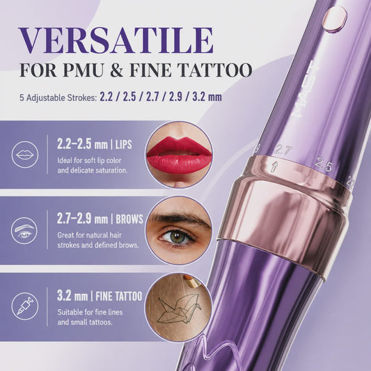 Mast P60 Permanente Make-up Tattoo Machine: 5 Instelbare Slagen, LED Display
