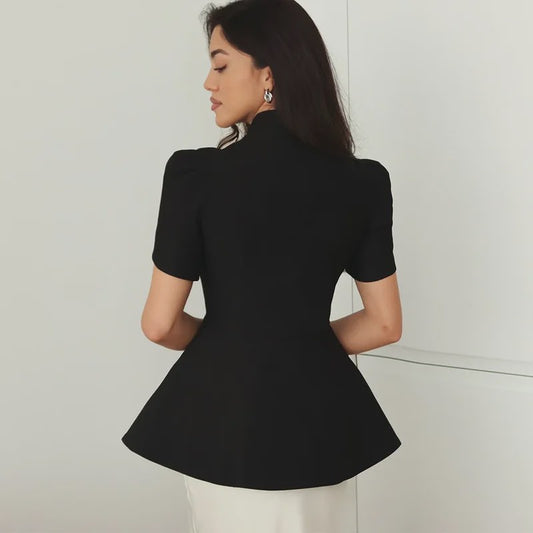 Stijlvolle Dames Blazer Jasje met Opstaande Kraag en Knoopsluiting - Herfst 2025 Mode