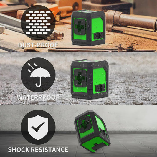 HILDA Groene Laserwaterpas met 2 Lijnen, Magnetische Bevestiging en Kruislaser
