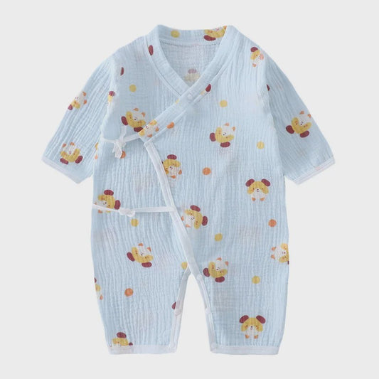 Mousseline Katoen Romper met Lange Mouwen voor Baby's (0-24M) - Unisex Jumpsuit voor Jongens & Meisjes