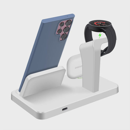 3-in-1 Draadloze Oplaaddock met Type-C voor Samsung Telefoon, Horloge & Buds - Snelladen