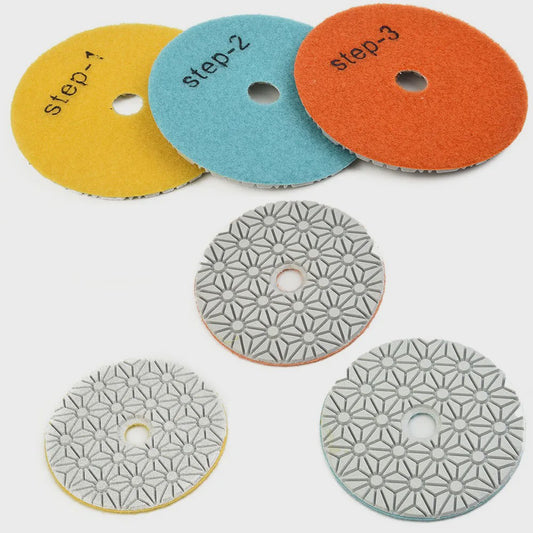4-Inch Diamant Polijstpads Set - 3 Stappen - Nat/Droog Gebruik