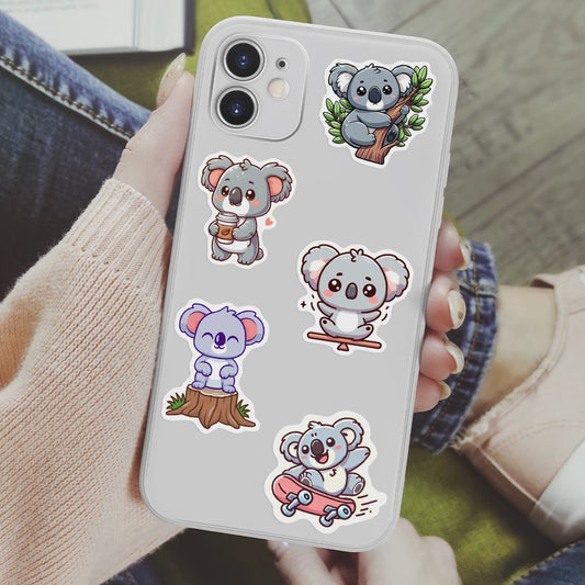 Schattige Cartoon Koala Stickers Set - Decoratief, Waterdicht & DIY voor Kinderen, Scrapbooking, Laptops