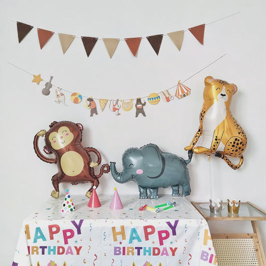 Jungle Safari Dieren Folieballonnen - Leeuw, Olifant, Zebra, Giraf & Aap - Verjaardag Decoratie