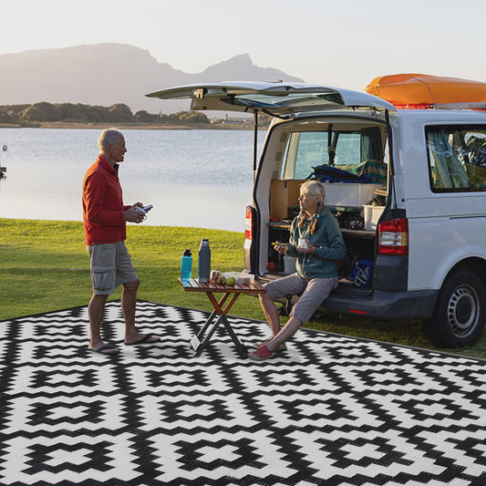 Groot Outdoor Vloerkleed - Opvouwbaar & Omkeerbaar - Plastic Riet - Voor Tuin, Camping, Strand & RV