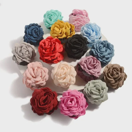 Bloem Haarclip Dames - Katoen Stof Rozen Klip - Medium Maat - Koreaanse Stijl Haarsieraad