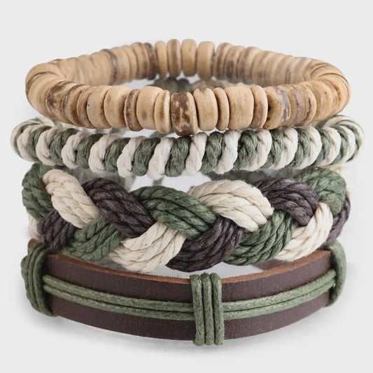 Heren Leren Armbanden Set - Viking, Gothic & Punk Stijl - Multilayer Vintage