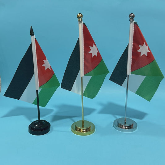 Bureauvlag Jordanië 14x21cm Polyester met Standaard - Decoratie voor Kantoor en Tafel