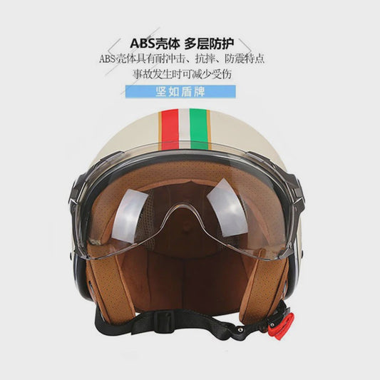Retro Open Face Motorhelm 3/4 Vintage Chopper Scooter Helm - DOT Goedgekeurd