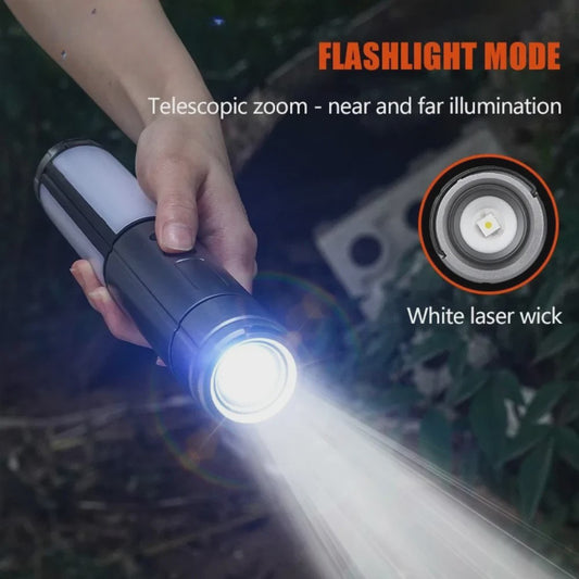 Multifunctionele Campinglamp & Zaklamp - Oplaadbaar, Telescopisch, met Haak