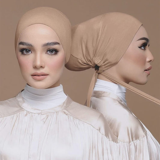 Zachte Modal Binnen Hijab Cap met Strik - Islamitische Turban Hoofddoek