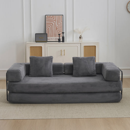 4-in-1 Opvouwbare Bank, Slaapbank met Corduroy Stof, Gastenbed, Hoge Dichtheid Schuim, Geen Montage