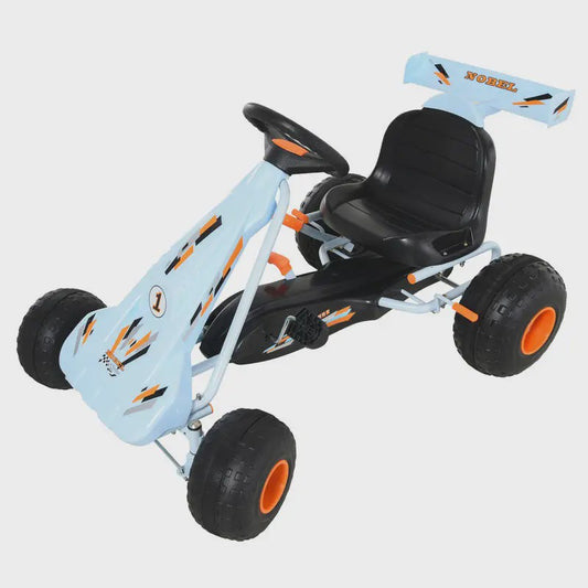 Traptractor Go-Kart Lichtblauw met Handrem en Verstelbare Zitting - Vanaf 3 Jaar