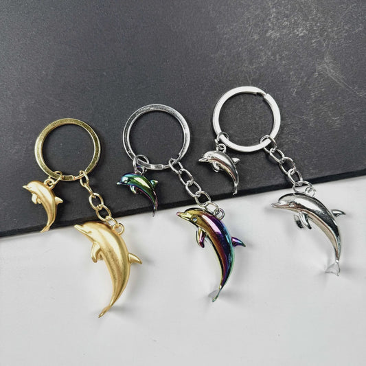 Unieke Dolfijn Sleutelhanger - 3D Metaal Zeedier Dolfijn Hanger voor Auto & Tas