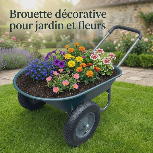 Stevige 2-wiel kruiwagen voor tuin en buiten – 120 kg capaciteit, ijzeren bak & kunststof