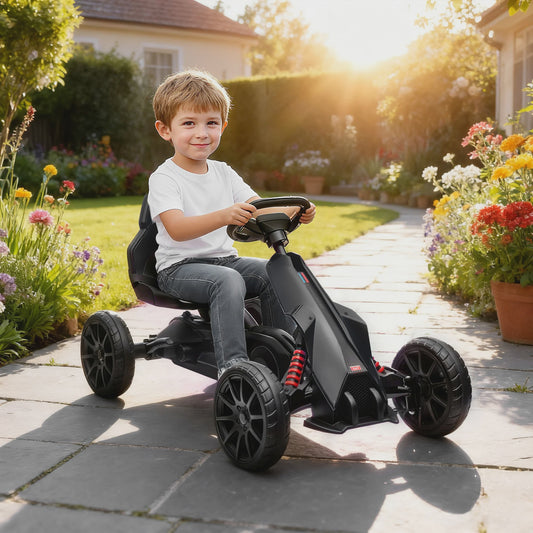 Homcom Children's Pedal Go-Kart, Child's Go-Kart, with 4-Position Adjustable Seat, Silent Eva Wheels, 100 X 58 X 5