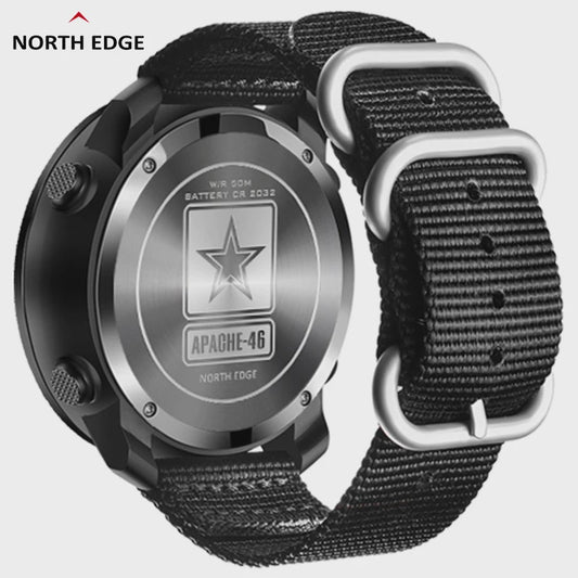 NORTH EDGE APACHE-46 Outdoor Heren Horloge - Altimeter, Barometer, Kompas, 50M Waterdicht