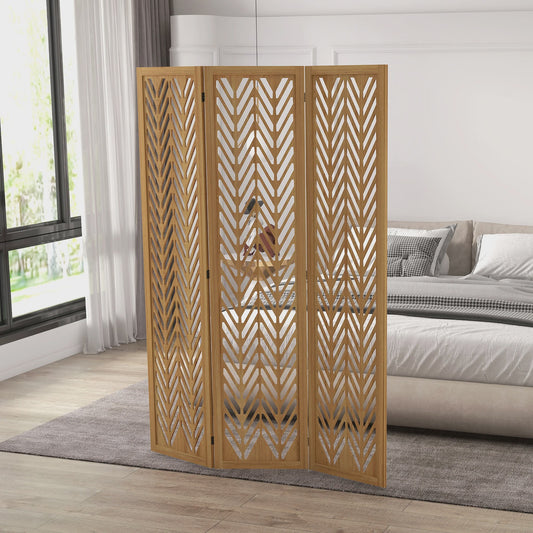 Vouwbare Houten Kamerverdeler met Decoratief Patroon - 3 Panelen