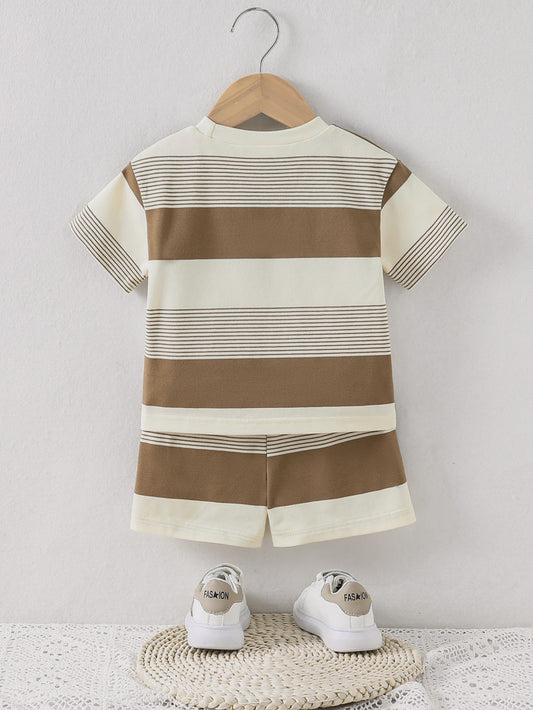 Zomerse Baby Set: Ademend Gebreid T-shirt & Short Outfit (2-delig) voor Jongens & Meisjes