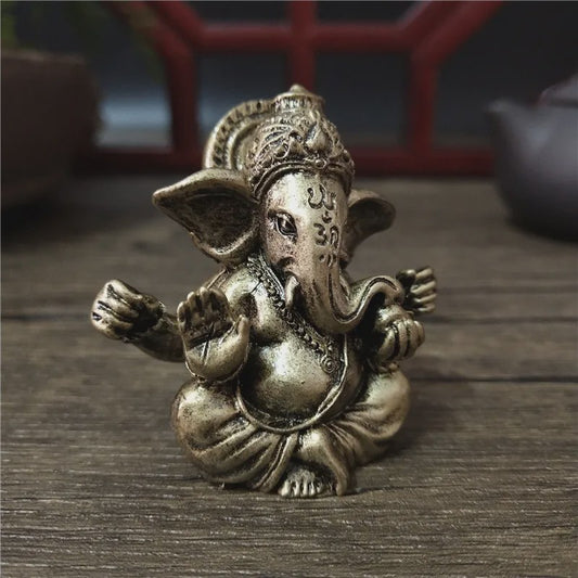 Ganesha Beeldje Bronskleurig - Hindoeïstische God Sculptuur voor Huis & Kantoor Decoratie