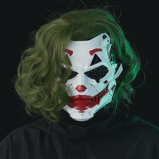 Cyberpunk Clown Masker met Vlechten - Cosplay & Halloween Prop