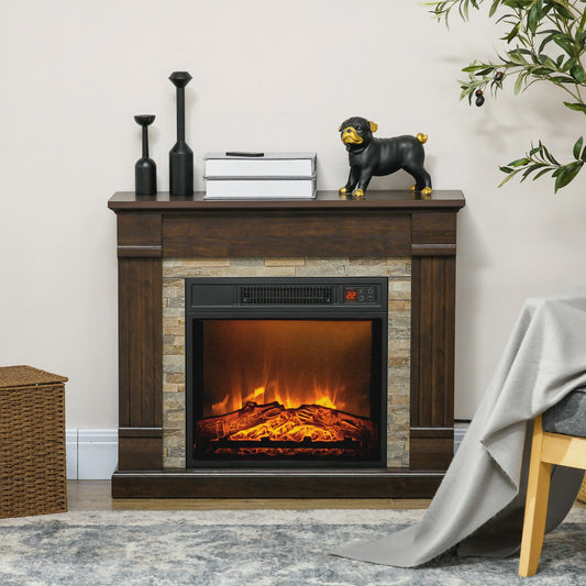 HOMCOM Elektrische Sfeerhaard met Vlam Effect - Donkerbruin 1800W