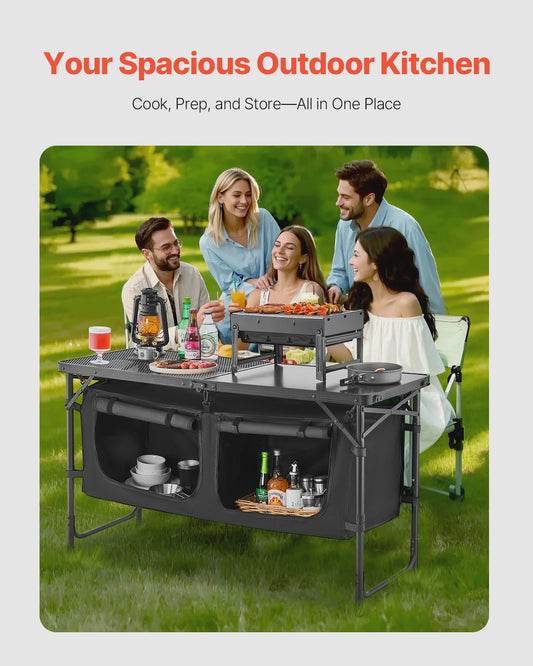 Aluminium Camping Keukentafel - Lichtgewicht & Draagbaar Kookstation voor Outdoor BBQ, Picknick & RV