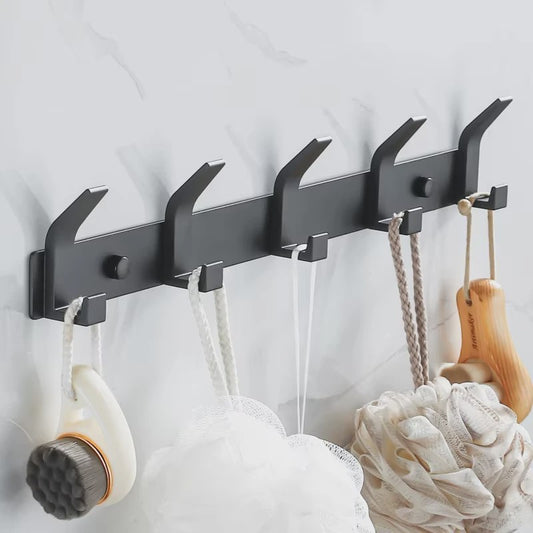 Moderne Zwarte Aluminium Wandhaken - Ophangrek voor Handdoeken, Jassen en Meer
