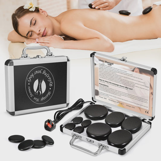 Professionele Hot Stone Massage Set met Verwarmer - 20 Stenen & Temperatuurregeling