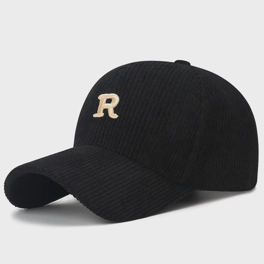 Corduroy Baseballpet met 3D Geborduurde 'R' - Stijlvolle Pet voor Herfst & Winter