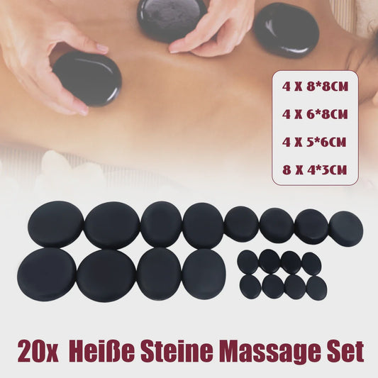 Set van 20 Basalt Hot Stones met Draagbare Verwarmingsbox - Complete Massage Starter Set