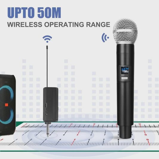 Draadloze UHF Microfoon Set (2 Kanaals) - Draagbaar & Oplaadbaar