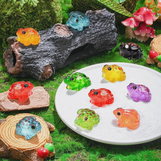 Set van 10 Lichtgevende Mini Kikkers - Glow in the Dark Figuurtjes voor Tuin & Terrarium