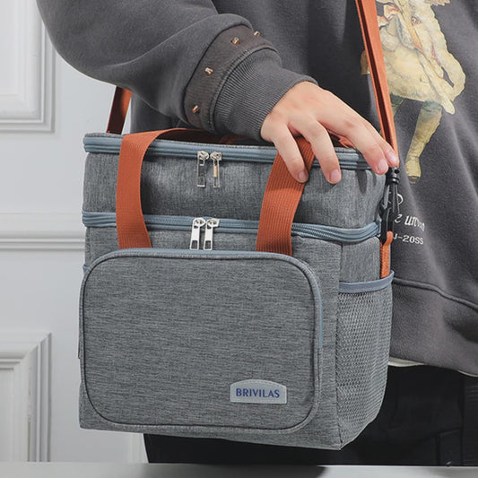 Moderne Lunchtas met Grote Capaciteit - Dubbele Isolatie & Crossbody Draagband