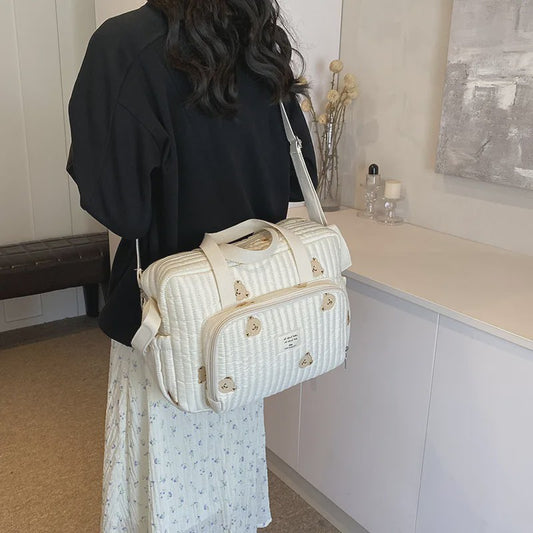 Grote Mommy Bag Baby Organizer - Stijlvolle Luiertas met Borduurwerk voor Moeder & Kind