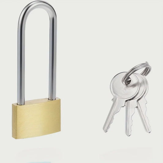 2x Messing Hangslot - Lange Beugel, Gelijksluitend & Geborsteld