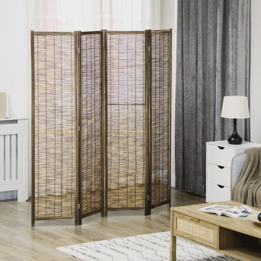 HOMCOM Bamboe Paravent 4 Panelen - 160x170 cm - Natuurlijk & Opvouwbaar