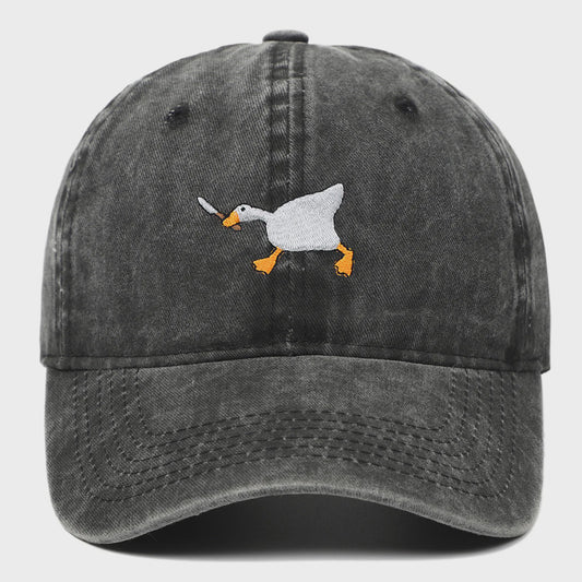 Unieke Geborduurde Baseball Cap met Gans Patroon - Casual Stadsstijl